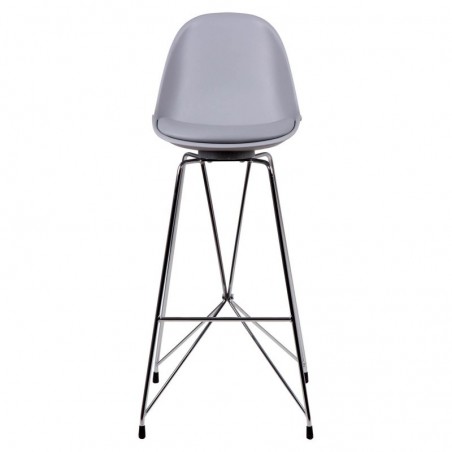 Taburete alto BRETT PU gris y acero