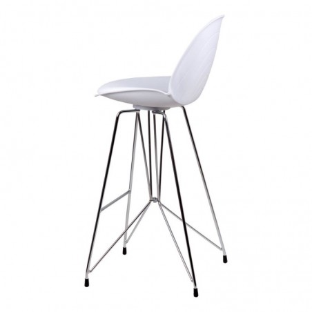 Taburete alto BRETT PU blanco y acero