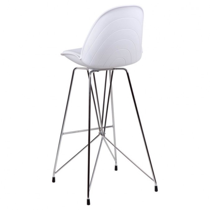 Taburete alto BRETT PU blanco y acero
