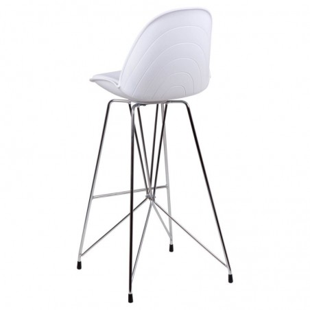 Taburete alto BRETT PU blanco y acero
