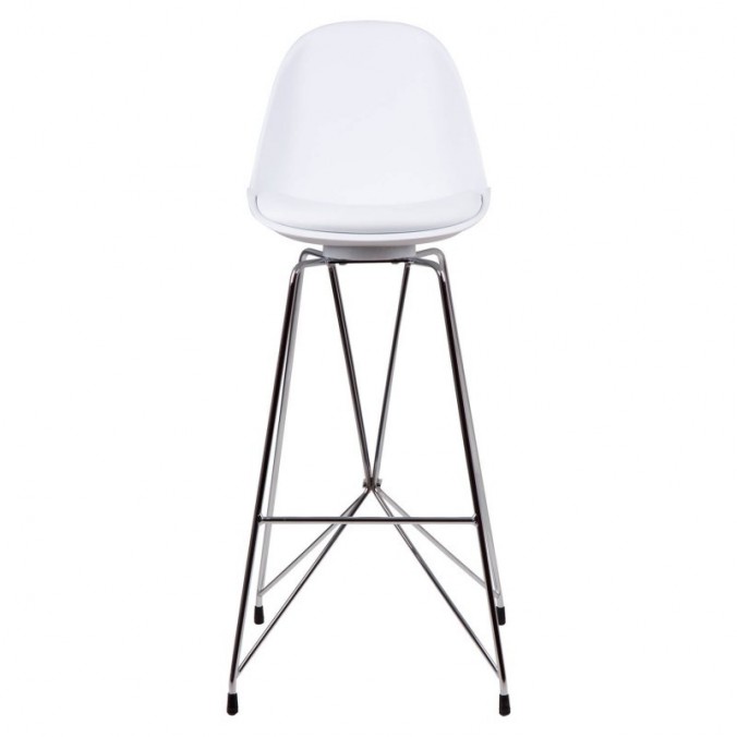 Taburete alto BRETT PU blanco y acero