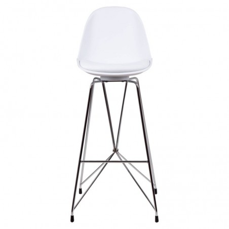 Taburete alto BRETT PU blanco y acero