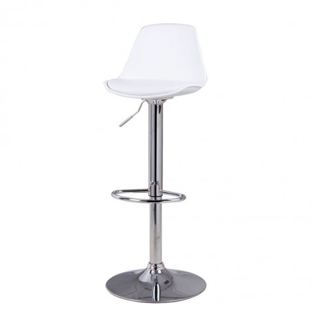 Taburete elevable NELLY PU blanco y acero