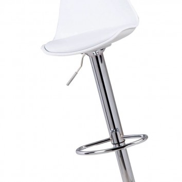 Taburete elevable NELLY PU blanco y acero 2