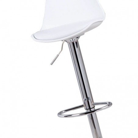 Taburete elevable NELLY PU blanco y acero