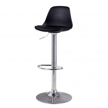 Taburete elevable NELLY PU negro y acero
