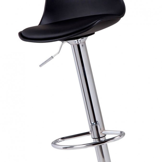 Taburete elevable NELLY PU negro y acero