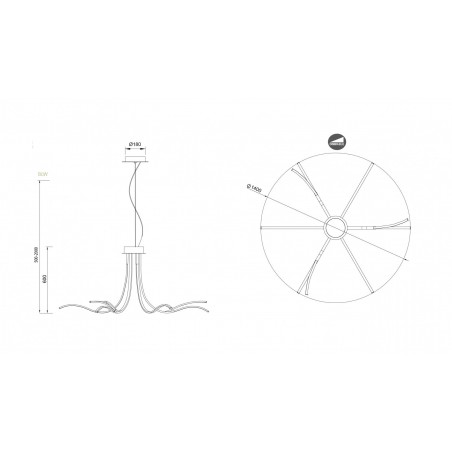 Lámpara techo Corinto LED 80W convertible en plafón