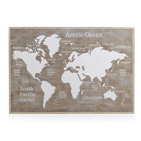 Cabezal mapamundi madera abeto 165x100cm