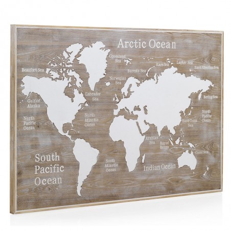 Cabezal mapamundi madera abeto 165x100cm