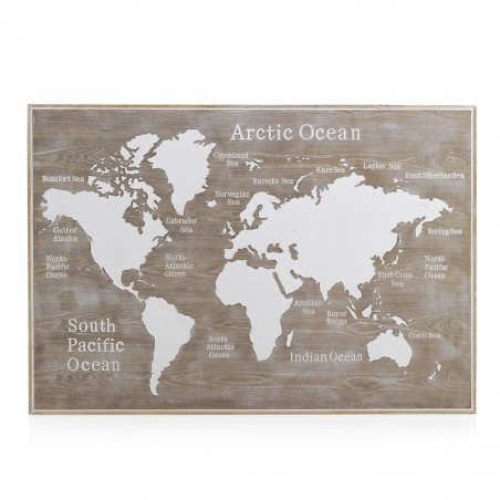 Cabezal mapamundi madera abeto 145x100cm