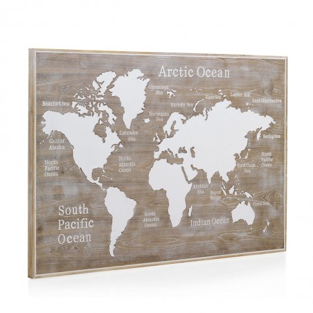 Cabezal mapamundi madera abeto 145x100cm