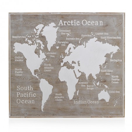 Cabezal mapamundi madera abeto 110x100cm