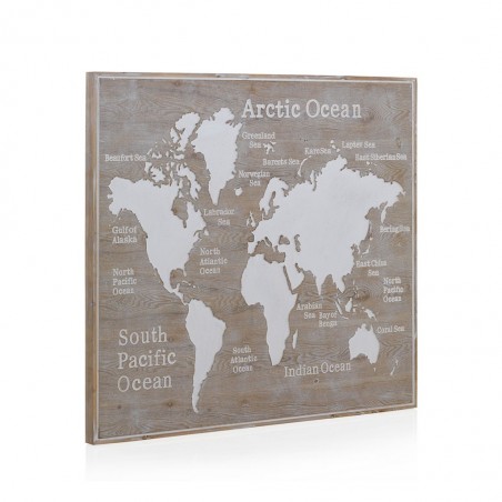 Cabezal mapamundi madera abeto 110x100cm
