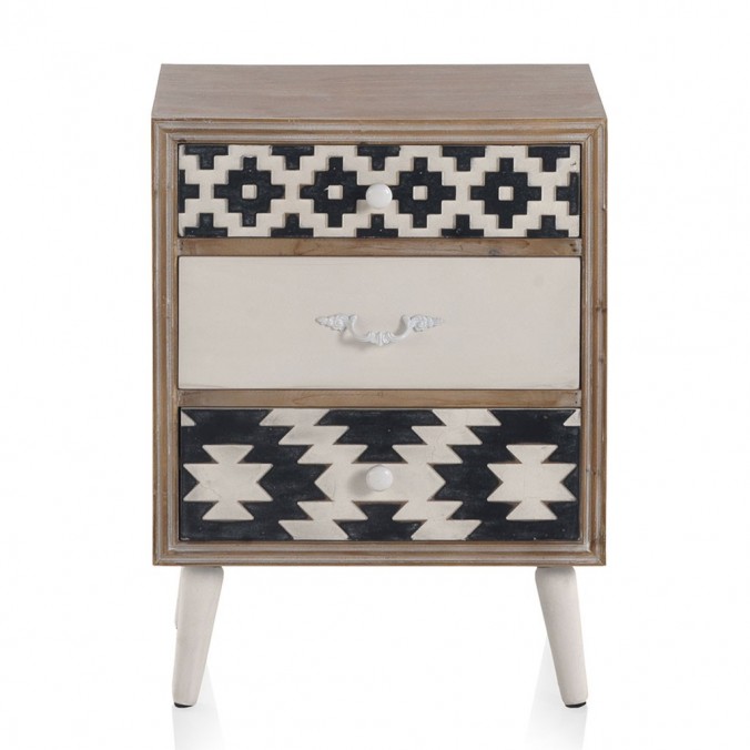 Mesilla étnico 3 cajones 48x35x64h madera abeto