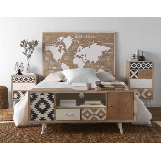 Mesilla étnico 1 cajón 48x35x64h madera abeto