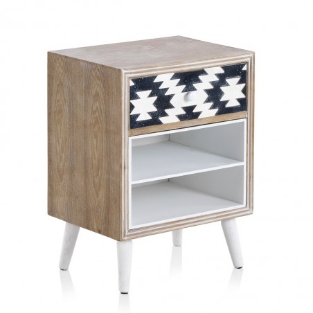 Mesilla étnico 1 cajón 48x35x64h madera abeto