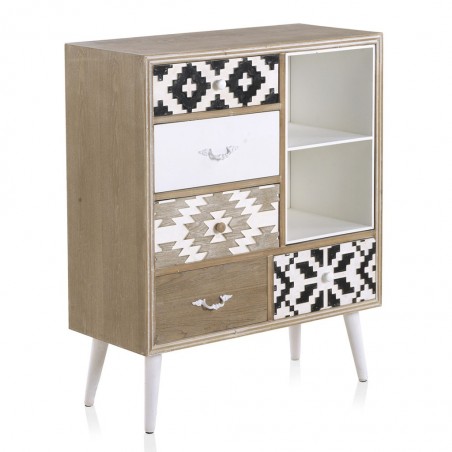 Cómoda 5 cajones 80x35x97h madera abeto