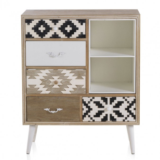 Cómoda 5 cajones 80x35x97h madera abeto
