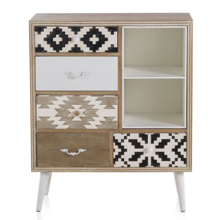 Cómoda 5 cajones 80x35x97h madera abeto