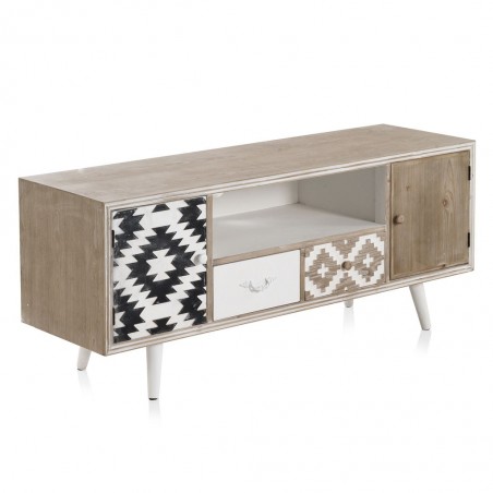 Mueble TV estilo étnico 135x40x56h madera abeto