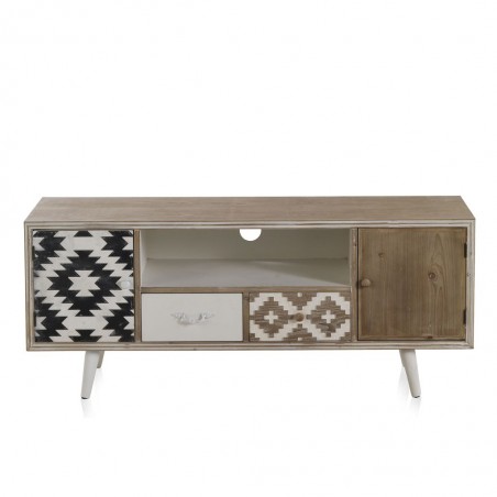Mueble TV estilo étnico 135x40x56h madera abeto