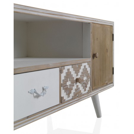 Mueble TV estilo étnico 135x40x56h madera abeto