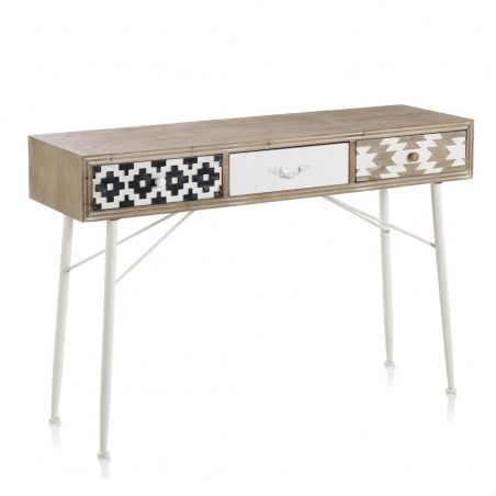 Consola de estilo étnico 120x36x80h madera abeto