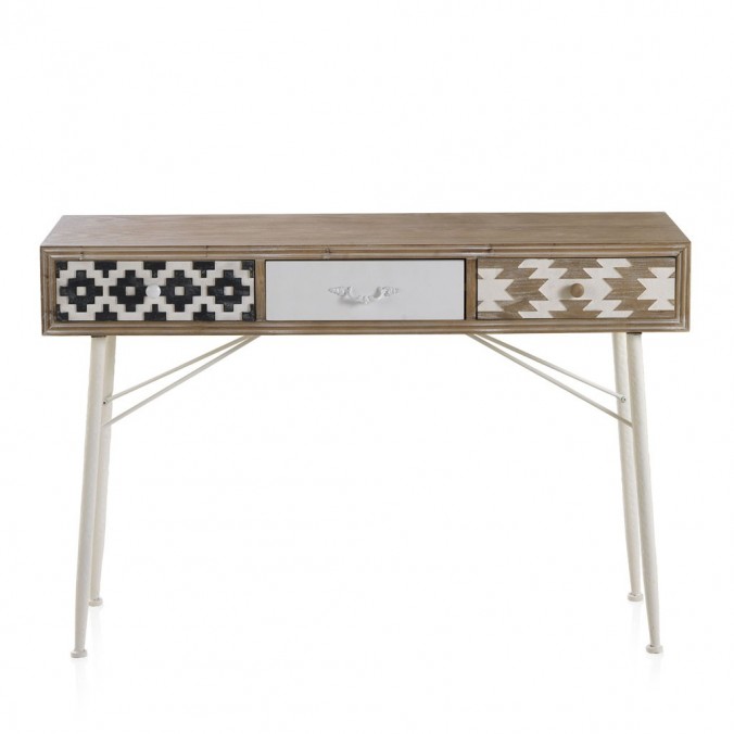 Consola de estilo étnico 120x36x80h madera abeto