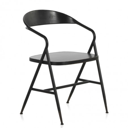 Silla de hierro estilo vintage negro 53x53x79h