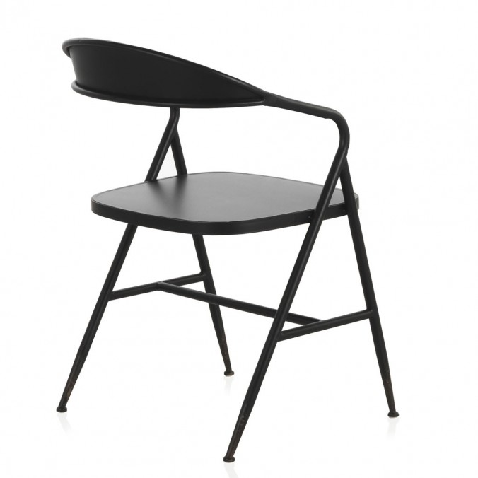 Silla de hierro estilo vintage negro 53x53x79h