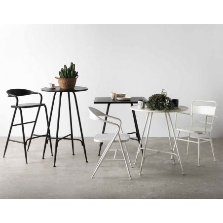 Silla de hierro estilo vintage blanco 53x53x79h