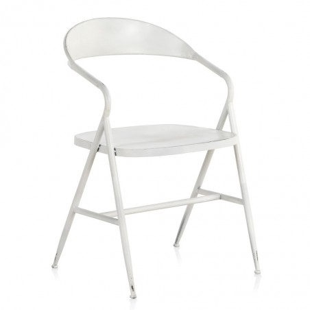 Silla de hierro estilo vintage blanco 53x53x79h