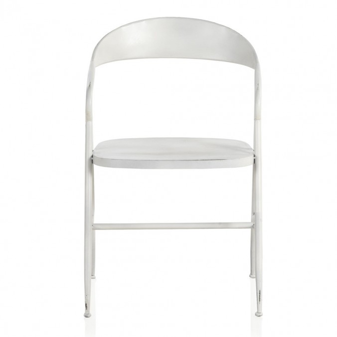 Silla de hierro estilo vintage blanco 53x53x79h Silla de hierro estilo vintage blanco 53x53x79h