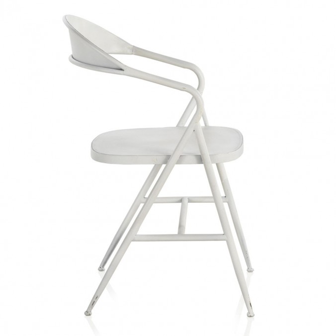 Silla de hierro estilo vintage blanco 53x53x79h Silla de hierro estilo vintage blanco 53x53x79h