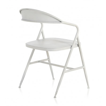 Silla de hierro estilo vintage blanco 53x53x79h