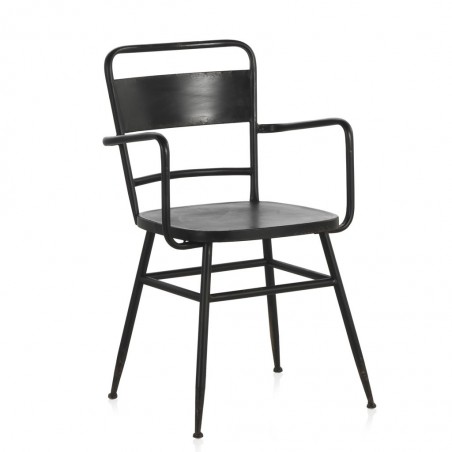 Sillón de hierro estilo vintage negro 52x13x82h