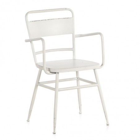 Sillón de hierro estilo vintage blanco 52x51x82h