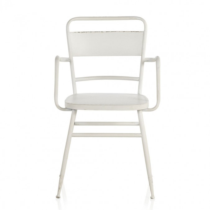 Sillón de hierro estilo vintage blanco 52x51x82h