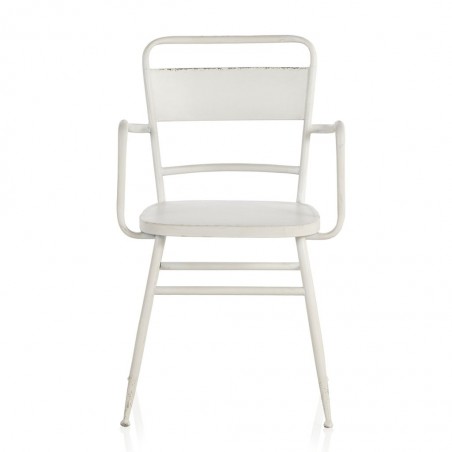 Sillón de hierro estilo vintage blanco 52x51x82h