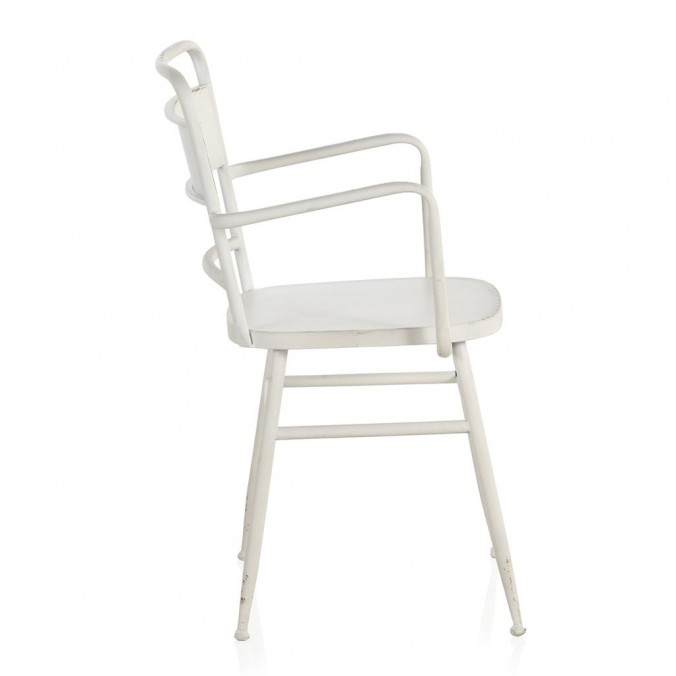Sillón de hierro estilo vintage blanco 52x51x82h