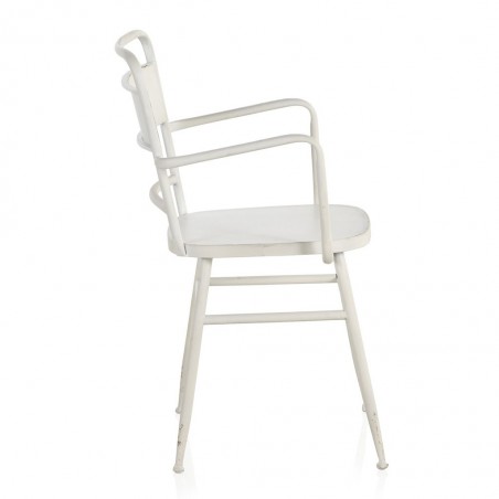 Sillón de hierro estilo vintage blanco 52x51x82h