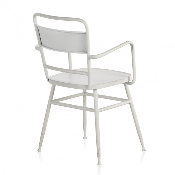 Sillón de hierro estilo vintage blanco 52x51x82h