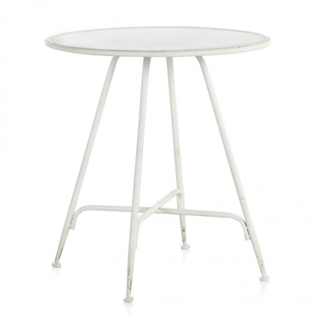Mesa velador redonda estilo vintage blanco 75x75h