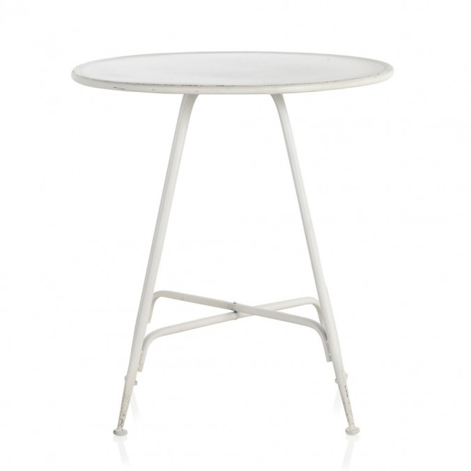 Mesa velador redonda estilo vintage blanco 75x75h Mesa velador redonda estilo vintage blanco 75x75h