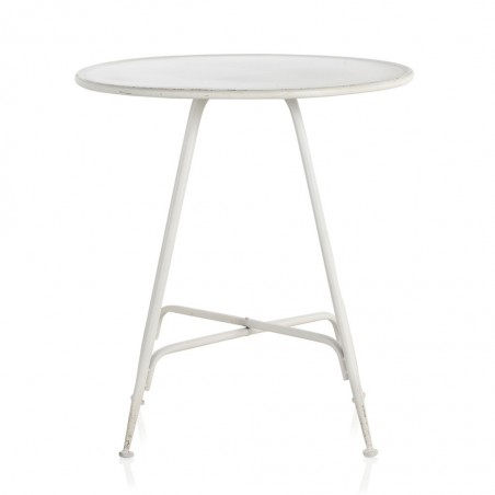 Mesa velador redonda estilo vintage blanco 75x75h