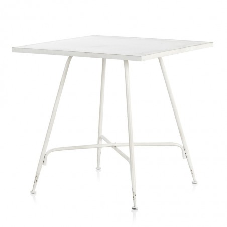 Mesa cuadrada estilo vintage blanco 80x80x75h