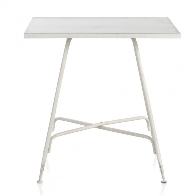 Mesa cuadrada estilo vintage blanco 80x80x75h