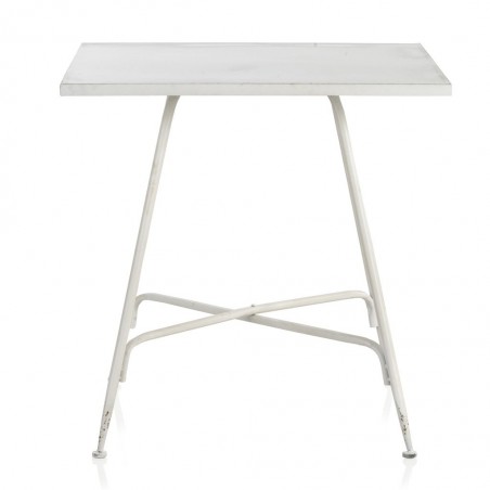 Mesa cuadrada estilo vintage blanco 80x80x75h