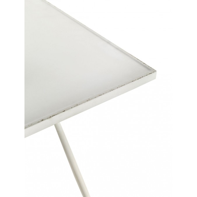 Mesa cuadrada estilo vintage blanco 80x80x75h